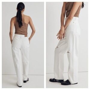 Madewell Baggy Straight Jeans Tile White Ripped Edition Size 29 T